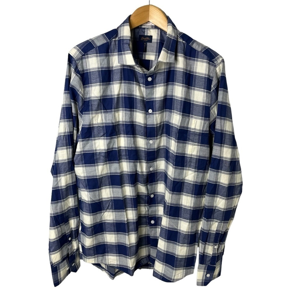 Good Man Brand Men’s Plaid Button Down Shirt Blue Size XL